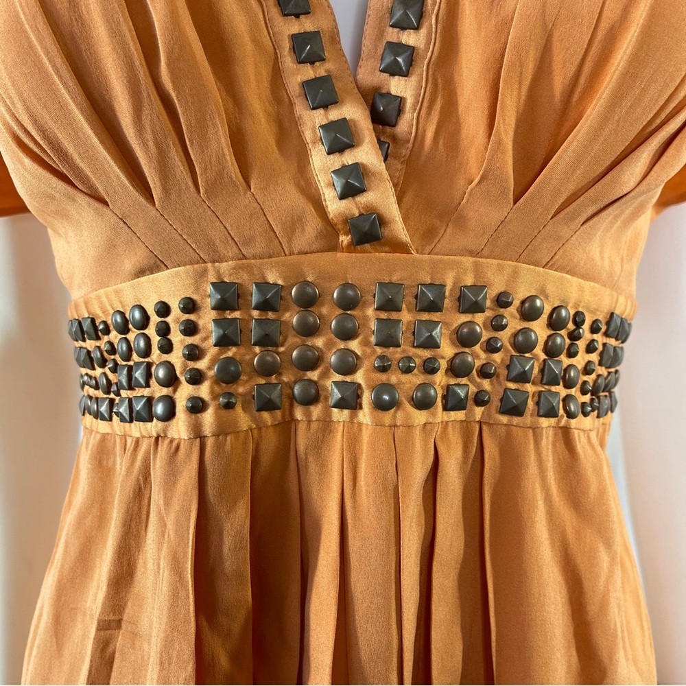Hale Bob Golden Orange Studded V-Neck Blouse - Picture 5 of 10